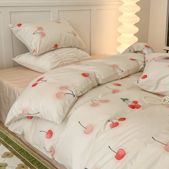 91家纺网 家纺一手货源 找家纺 昔可家纺2022新款奶呼呼卧室四件套 粉粉樱桃