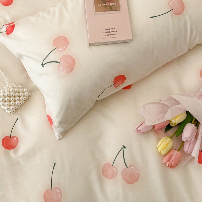 91家纺网 家纺一手货源 找家纺 昔可家纺2022新款奶呼呼卧室四件套 粉粉樱桃