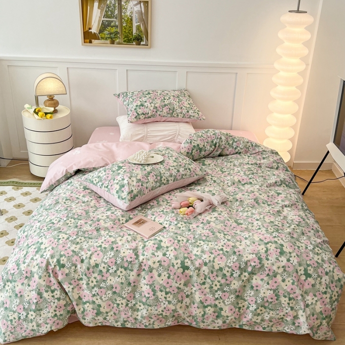 91家纺网 家纺一手货源 找家纺 昔可家纺2022新款奶呼呼卧室四件套 五月的花