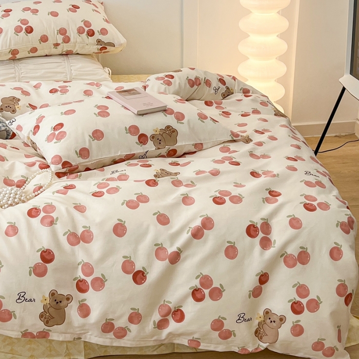 91家纺网 家纺一手货源 找家纺 昔可家纺2022新款奶呼呼卧室四件套 樱桃熊