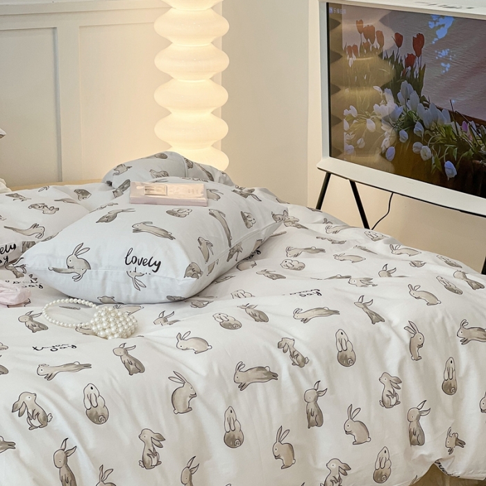 91家纺网 家纺一手货源 找家纺 昔可家纺2022新款奶呼呼卧室四件套 月野小兔