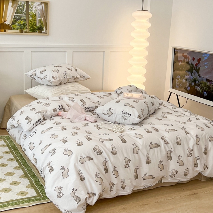 91家纺网 家纺一手货源 找家纺 昔可家纺2022新款奶呼呼卧室四件套 月野小兔