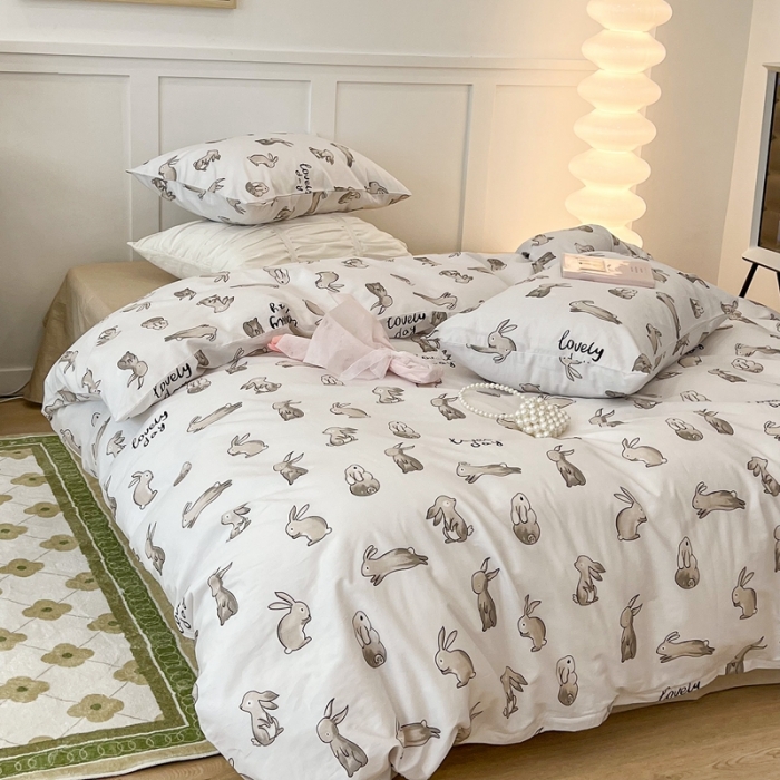 91家纺网 家纺一手货源 找家纺 昔可家纺2022新款奶呼呼卧室四件套 月野小兔