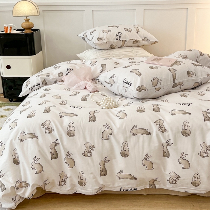 91家纺网 家纺一手货源 找家纺 昔可家纺2022新款奶呼呼卧室四件套 月野小兔