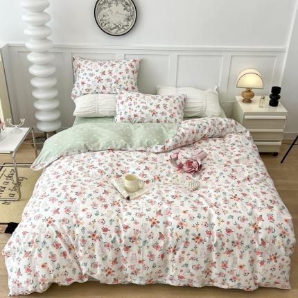 昔可家纺2022新款梦幻花园系列全棉四件套 爱丽丝兔