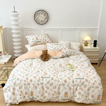 昔可家纺2022新款梦幻花园系列全棉四件套 彼德熊