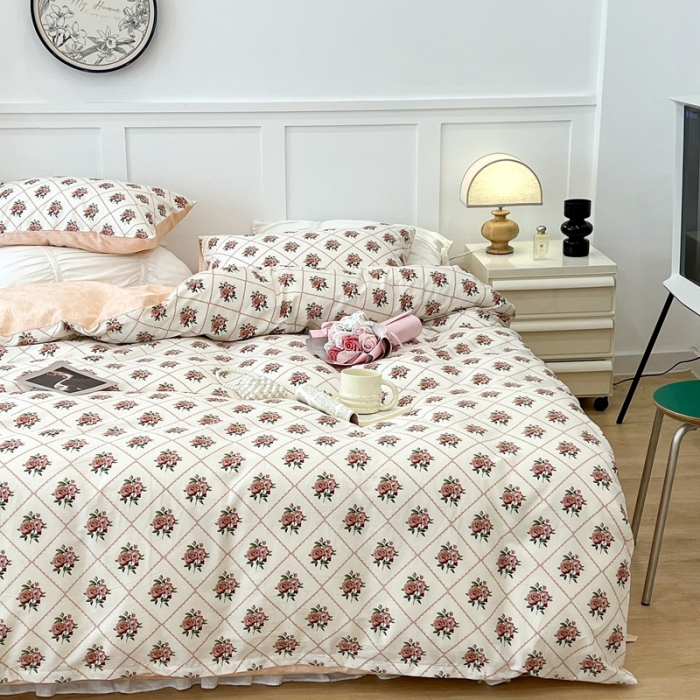 91家纺网 家纺一手货源 找家纺 昔可家纺2022新款梦幻花园系列全棉四件套 南法假日