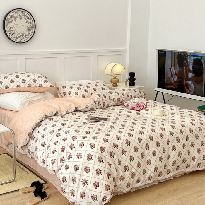 91家纺网 家纺一手货源 找家纺 昔可家纺2022新款梦幻花园系列全棉四件套 南法假日