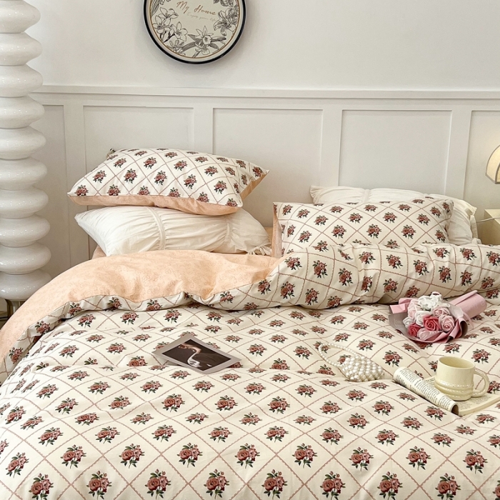 91家纺网 家纺一手货源 找家纺 昔可家纺2022新款梦幻花园系列全棉四件套 南法假日