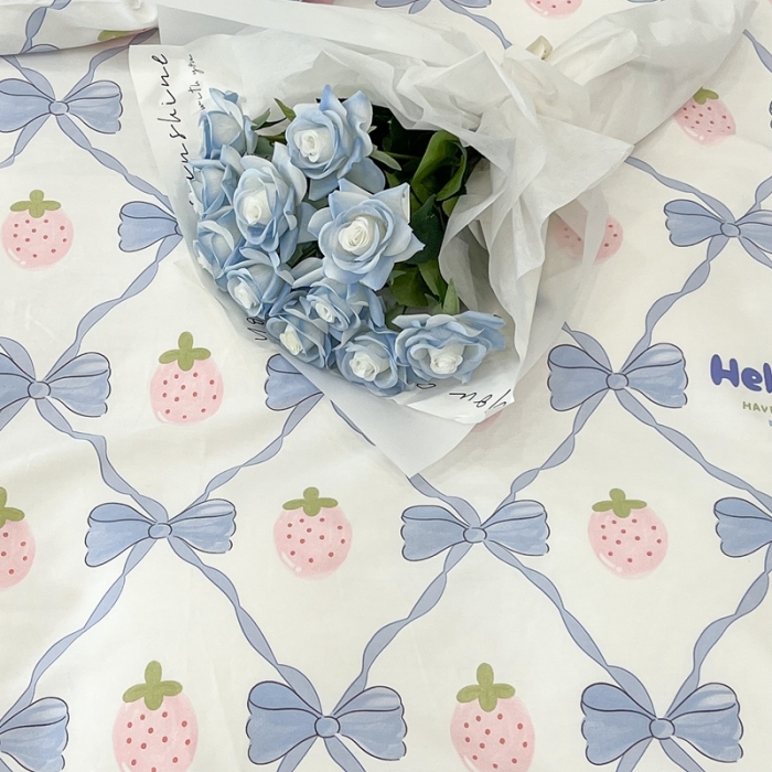 91家纺网 家纺一手货源 找家纺 昔可家纺2022新款梦幻花园系列全棉四件套 少女心蝴蝶结