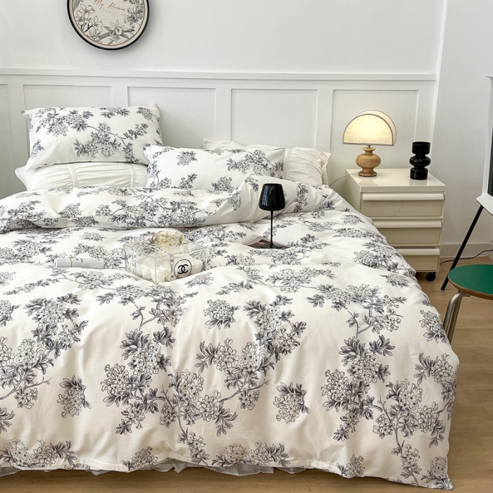 91家纺网 家纺一手货源 找家纺 昔可家纺2022新款梦幻花园系列全棉四件套 夏日花园