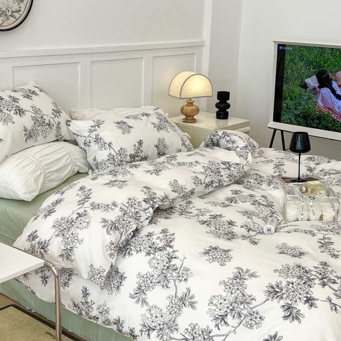 91家纺网 家纺一手货源 找家纺 昔可家纺2022新款梦幻花园系列全棉四件套 夏日花园