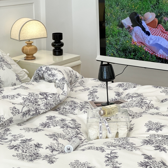 91家纺网 家纺一手货源 找家纺 昔可家纺2022新款梦幻花园系列全棉四件套 夏日花园