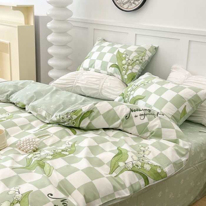 91家纺网 家纺一手货源 找家纺 昔可家纺2022新款梦幻花园系列全棉四件套 夏日铃兰