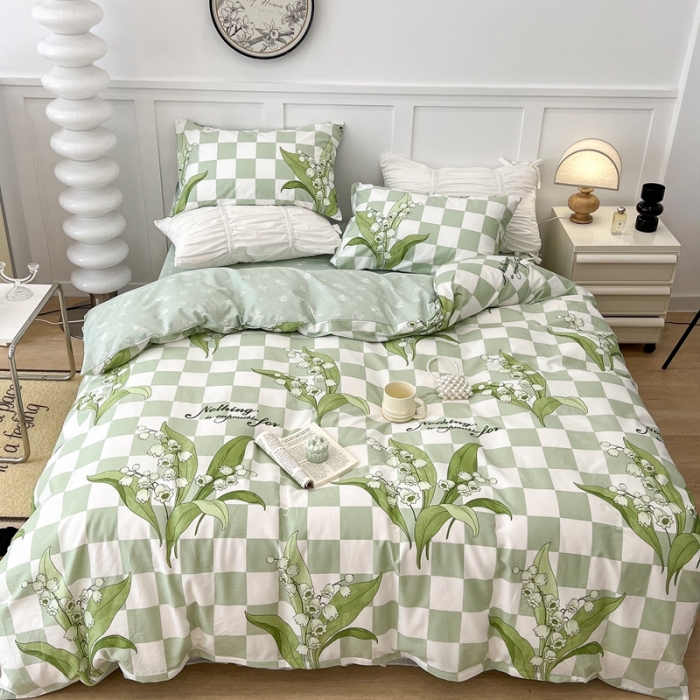 91家纺网 家纺一手货源 找家纺 昔可家纺2022新款梦幻花园系列全棉四件套 夏日铃兰