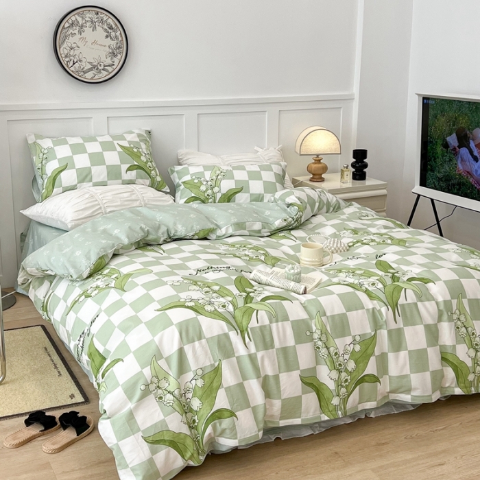 91家纺网 家纺一手货源 找家纺 昔可家纺2022新款梦幻花园系列全棉四件套 夏日铃兰