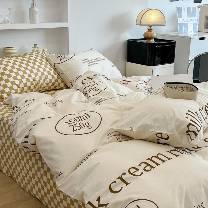 91家纺网 家纺一手货源 找家纺 （总）昔可家纺2022新款棋盘格字母系列四件套