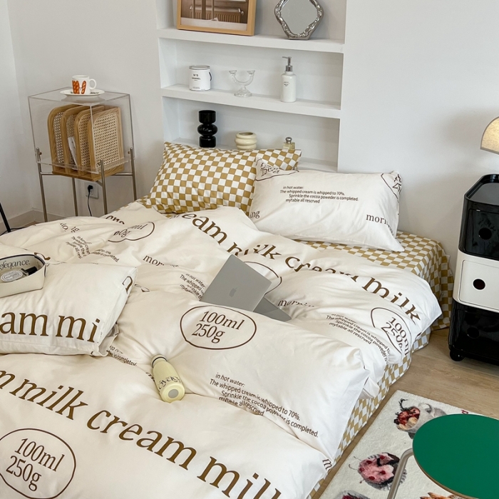 91家纺网 家纺一手货源 找家纺 （总）昔可家纺2022新款棋盘格字母系列四件套