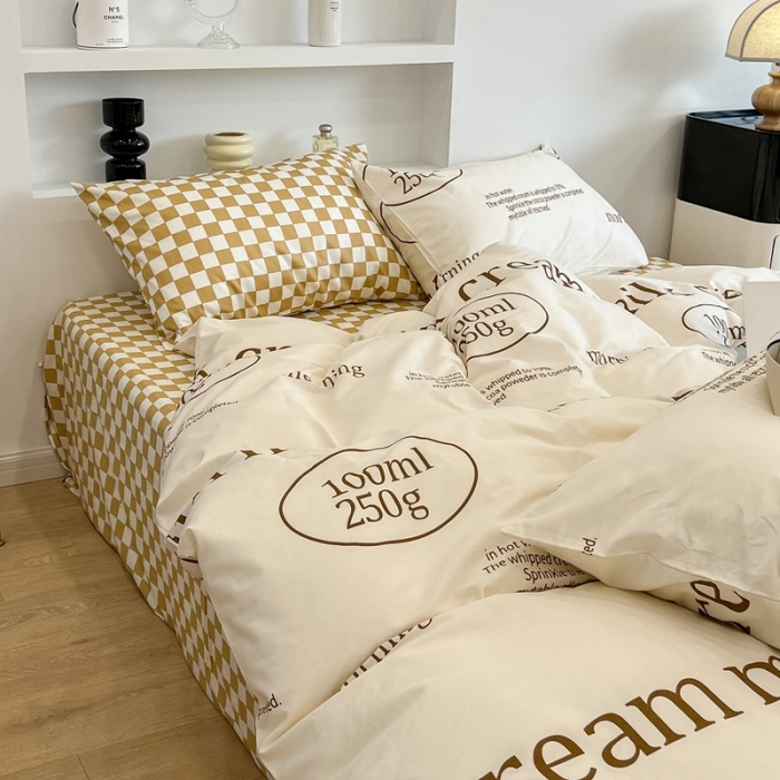 91家纺网 家纺一手货源 找家纺 （总）昔可家纺2022新款棋盘格字母系列四件套