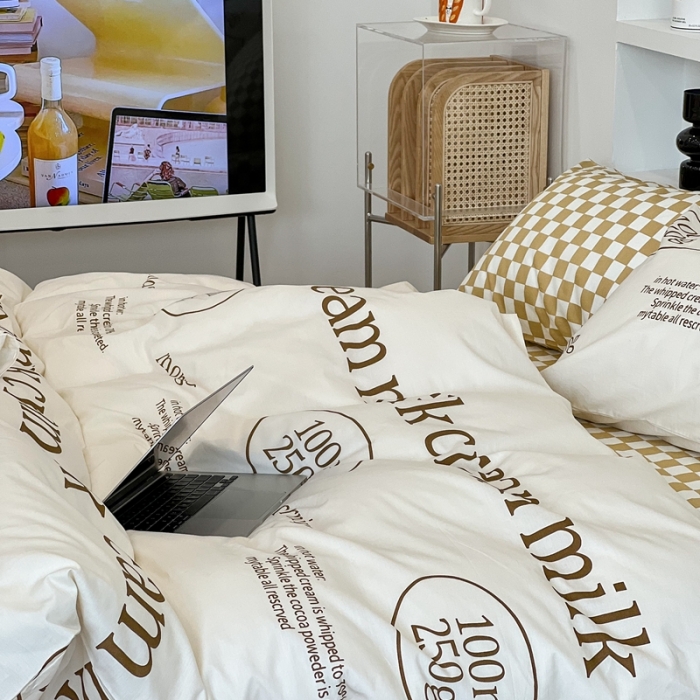 91家纺网 家纺一手货源 找家纺 （总）昔可家纺2022新款棋盘格字母系列四件套