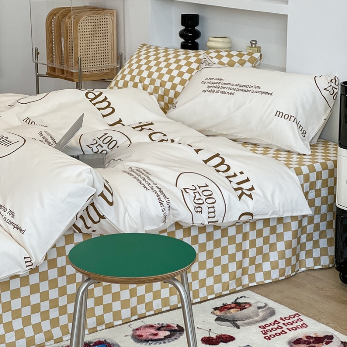 91家纺网 家纺一手货源 找家纺 （总）昔可家纺2022新款棋盘格字母系列四件套