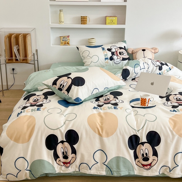 91家纺网 家纺一手货源 找家纺 昔可家纺2022新款迪士尼全棉四件套 波点米奇