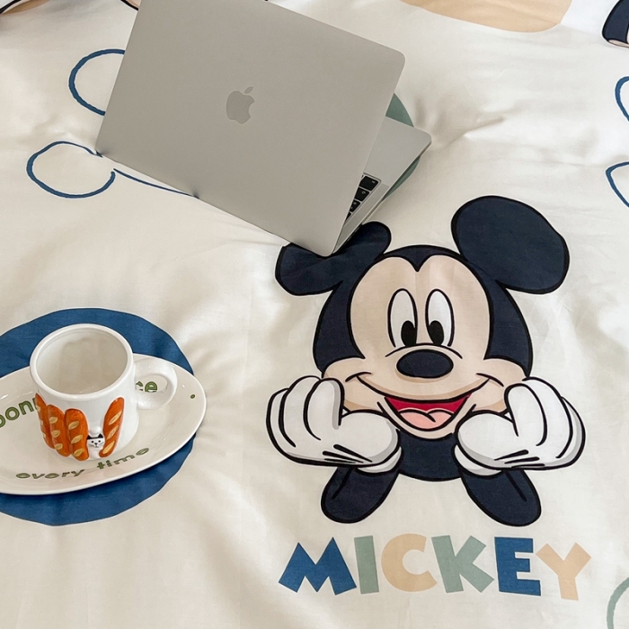 91家纺网 家纺一手货源 找家纺 昔可家纺2022新款迪士尼全棉四件套 波点米奇