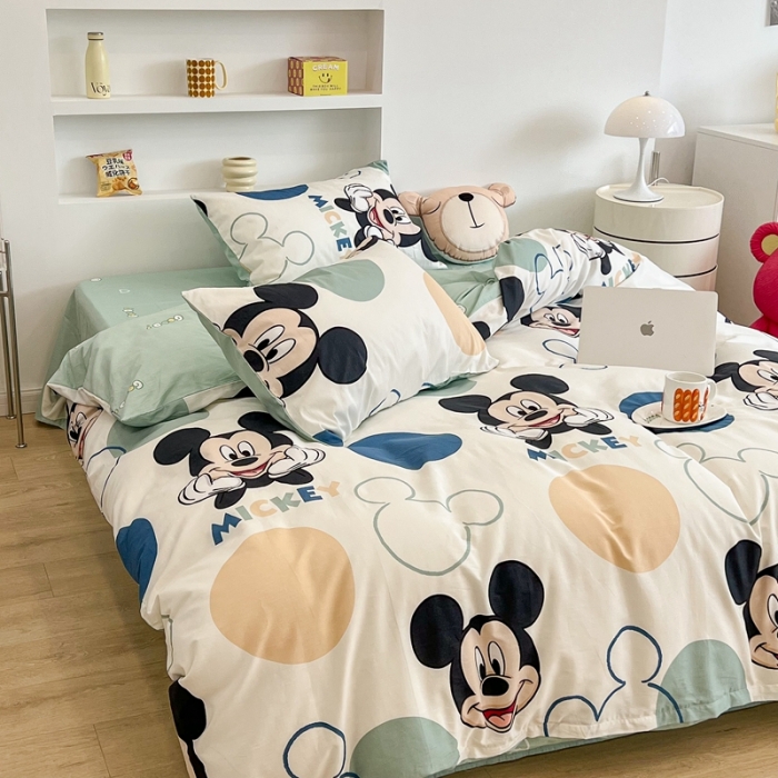 91家纺网 家纺一手货源 找家纺 昔可家纺2022新款迪士尼全棉四件套 波点米奇