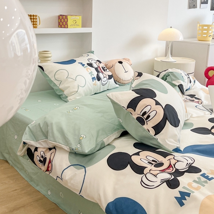 91家纺网 家纺一手货源 找家纺 昔可家纺2022新款迪士尼全棉四件套 波点米奇