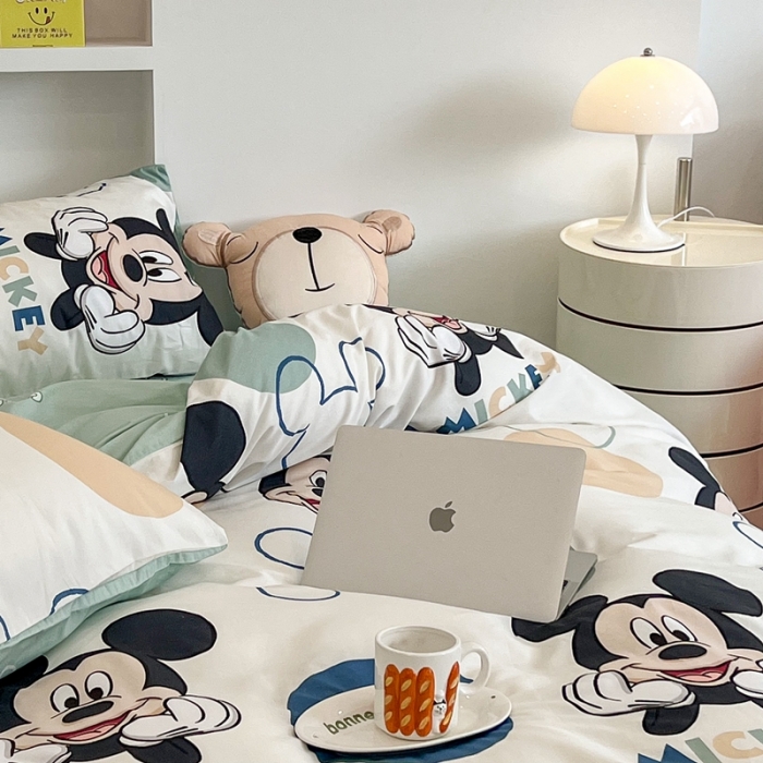 91家纺网 家纺一手货源 找家纺 昔可家纺2022新款迪士尼全棉四件套 波点米奇