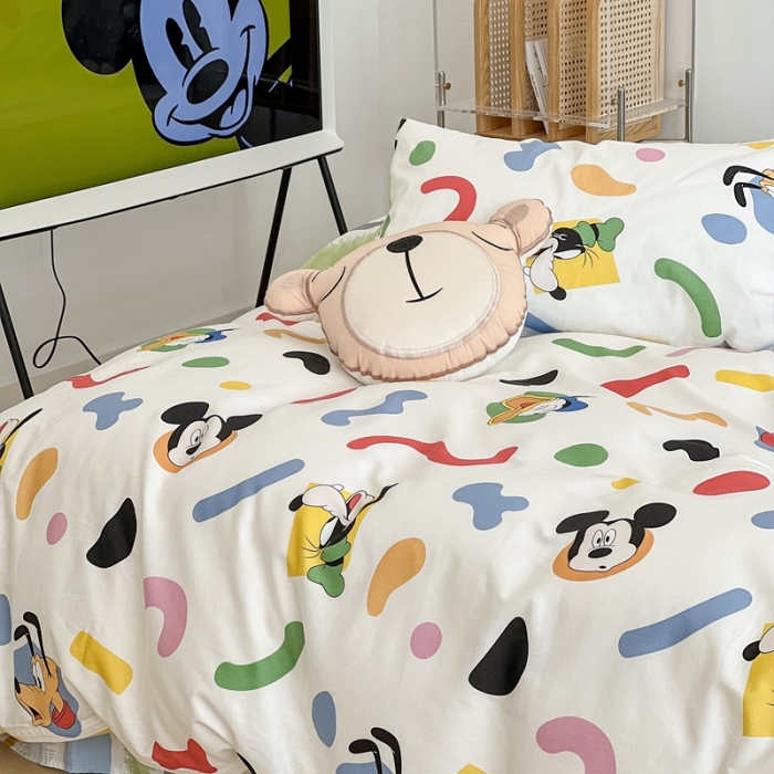 91家纺网 家纺一手货源 找家纺 昔可家纺2022新款迪士尼全棉四件套 彩色斑点米奇