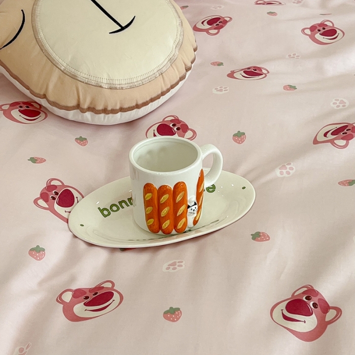 91家纺网 家纺一手货源 找家纺 昔可家纺2022新款迪士尼全棉四件套 草莓脚印熊