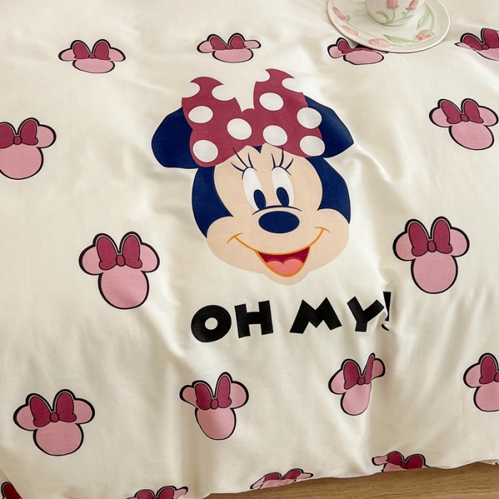 91家纺网 家纺一手货源 找家纺 昔可家纺2022新款迪士尼全棉四件套 粉色蝴蝶结米妮