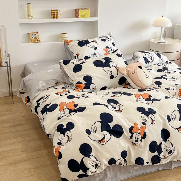 91家纺网 家纺一手货源 找家纺 昔可家纺2022新款迪士尼全棉四件套 蝴蝶结米奇