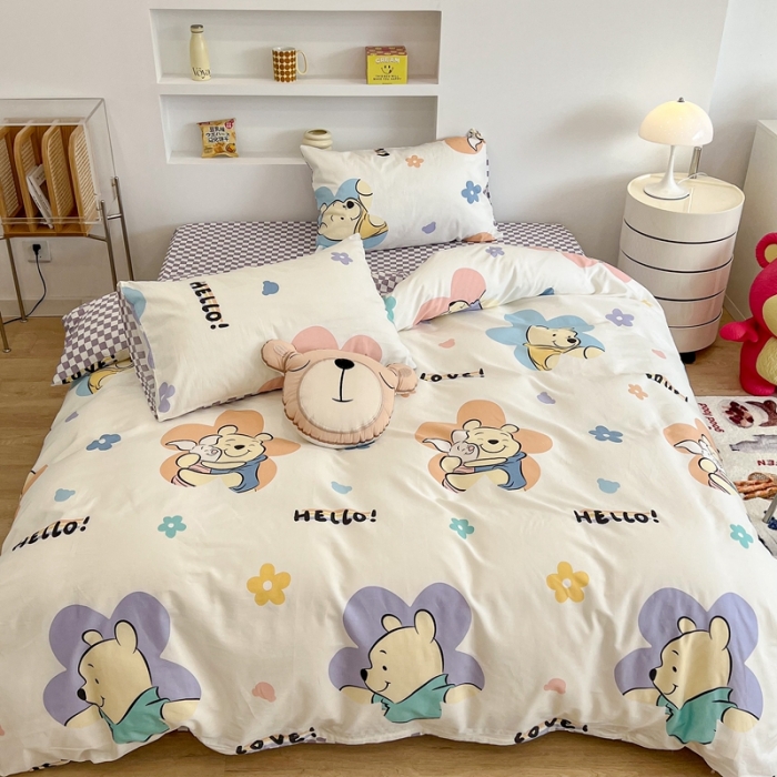 91家纺网 家纺一手货源 找家纺 昔可家纺2022新款迪士尼全棉四件套 皮杰与维尼