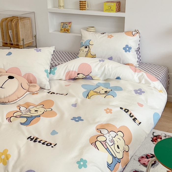 91家纺网 家纺一手货源 找家纺 昔可家纺2022新款迪士尼全棉四件套 皮杰与维尼