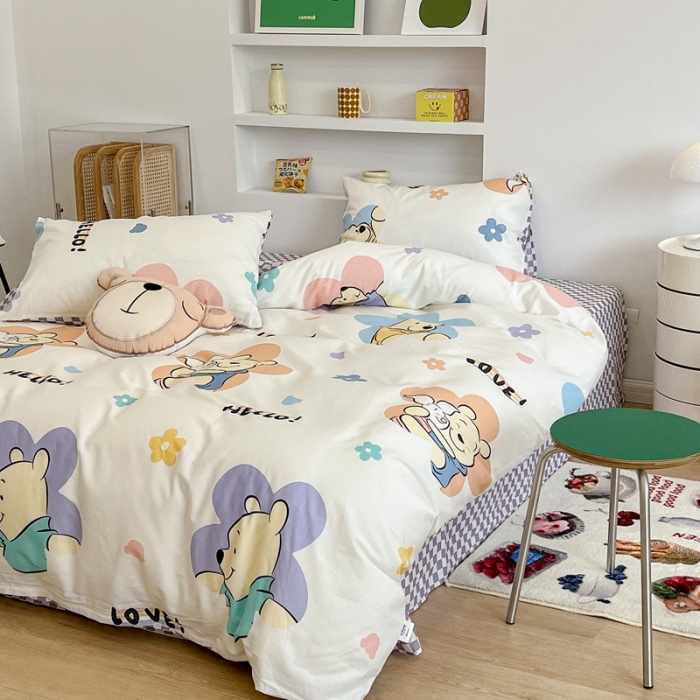 91家纺网 家纺一手货源 找家纺 昔可家纺2022新款迪士尼全棉四件套 皮杰与维尼