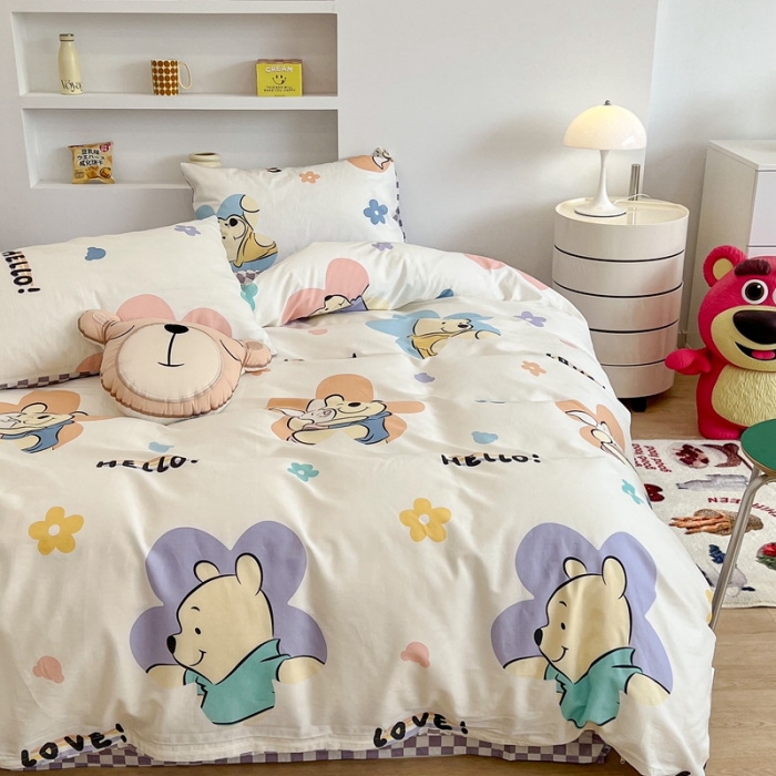 91家纺网 家纺一手货源 找家纺 昔可家纺2022新款迪士尼全棉四件套 皮杰与维尼