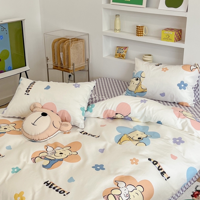 91家纺网 家纺一手货源 找家纺 昔可家纺2022新款迪士尼全棉四件套 皮杰与维尼