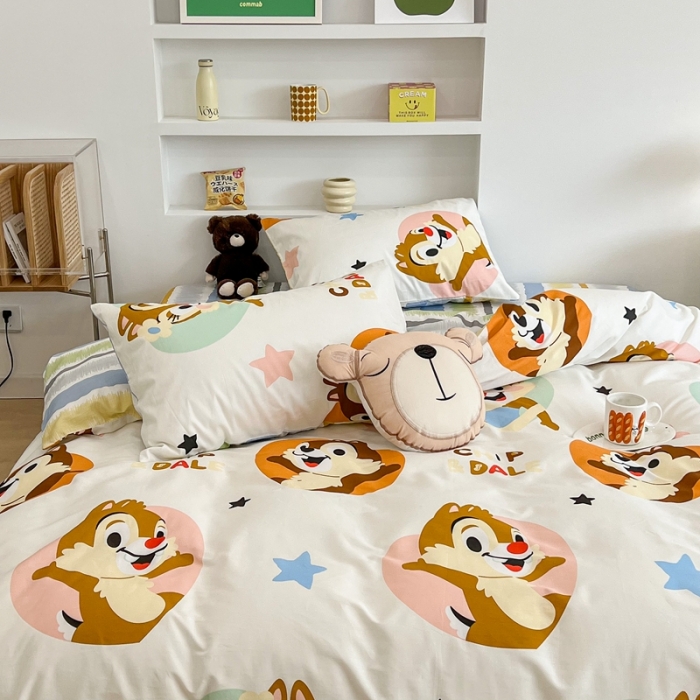 91家纺网 家纺一手货源 找家纺 昔可家纺2022新款迪士尼全棉四件套 奇奇蒂蒂