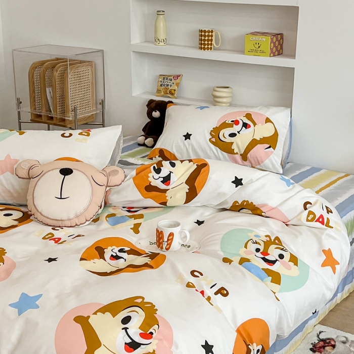 91家纺网 家纺一手货源 找家纺 昔可家纺2022新款迪士尼全棉四件套 奇奇蒂蒂