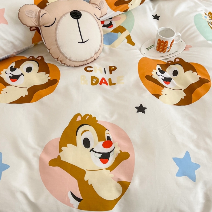 91家纺网 家纺一手货源 找家纺 昔可家纺2022新款迪士尼全棉四件套 奇奇蒂蒂