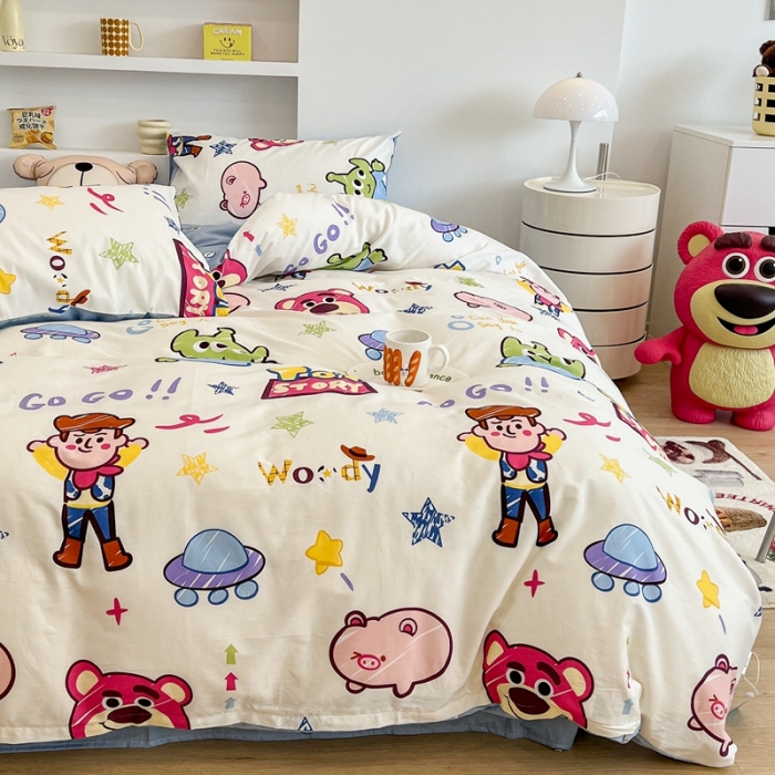 91家纺网 家纺一手货源 找家纺 昔可家纺2022新款迪士尼全棉四件套 胡迪的小伙伴