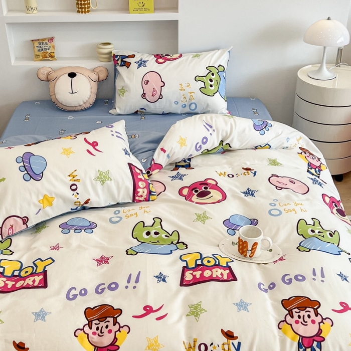 91家纺网 家纺一手货源 找家纺 昔可家纺2022新款迪士尼全棉四件套 胡迪的小伙伴