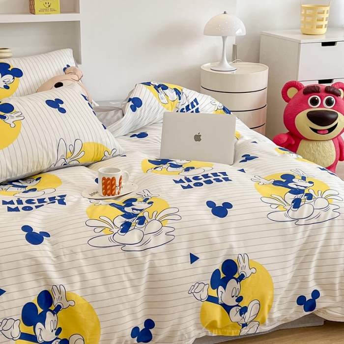 91家纺网 家纺一手货源 找家纺 昔可家纺2022新款迪士尼全棉四件套 条纹米奇