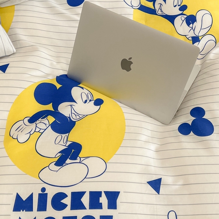 91家纺网 家纺一手货源 找家纺 昔可家纺2022新款迪士尼全棉四件套 条纹米奇