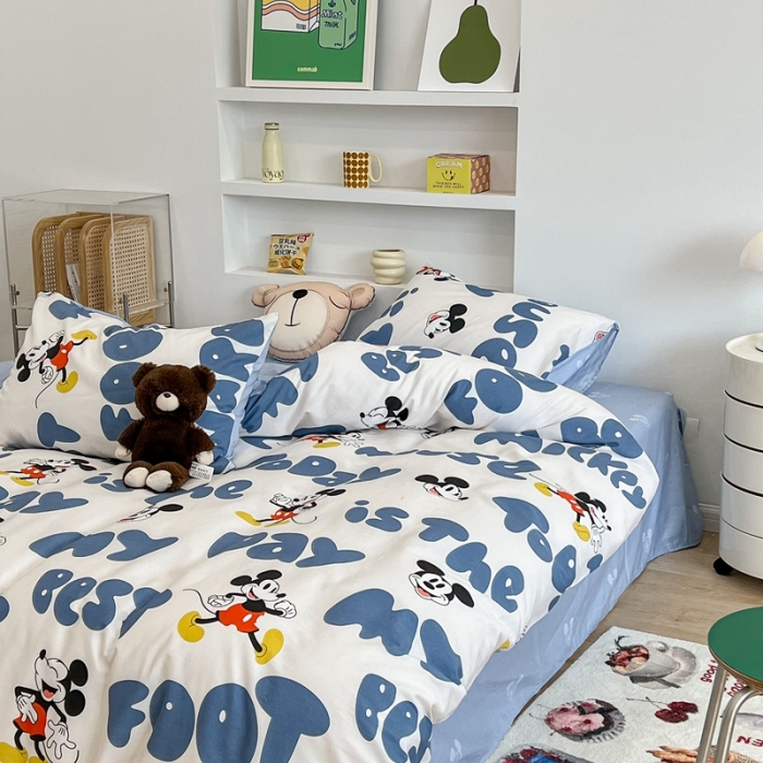 91家纺网 家纺一手货源 找家纺 昔可家纺2022新款迪士尼全棉四件套 跳跳米奇