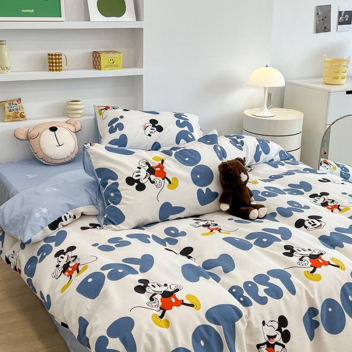 91家纺网 家纺一手货源 找家纺 昔可家纺2022新款迪士尼全棉四件套 跳跳米奇