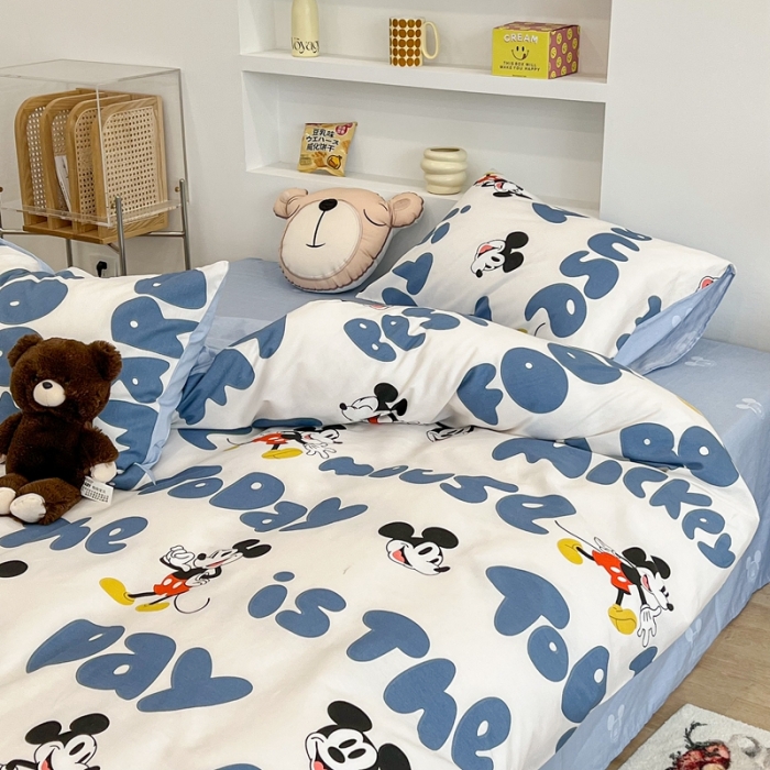 91家纺网 家纺一手货源 找家纺 昔可家纺2022新款迪士尼全棉四件套 跳跳米奇
