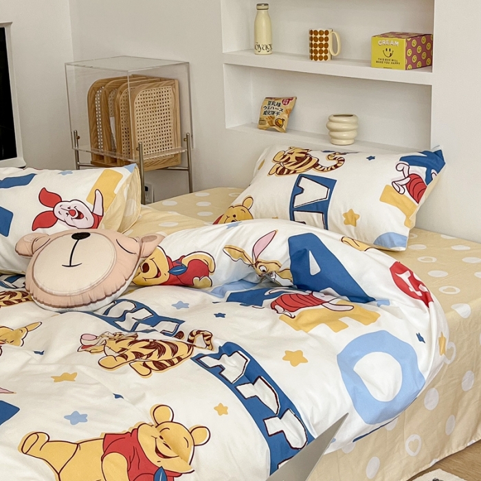91家纺网 家纺一手货源 找家纺 昔可家纺2022新款迪士尼全棉四件套 维尼欢乐园